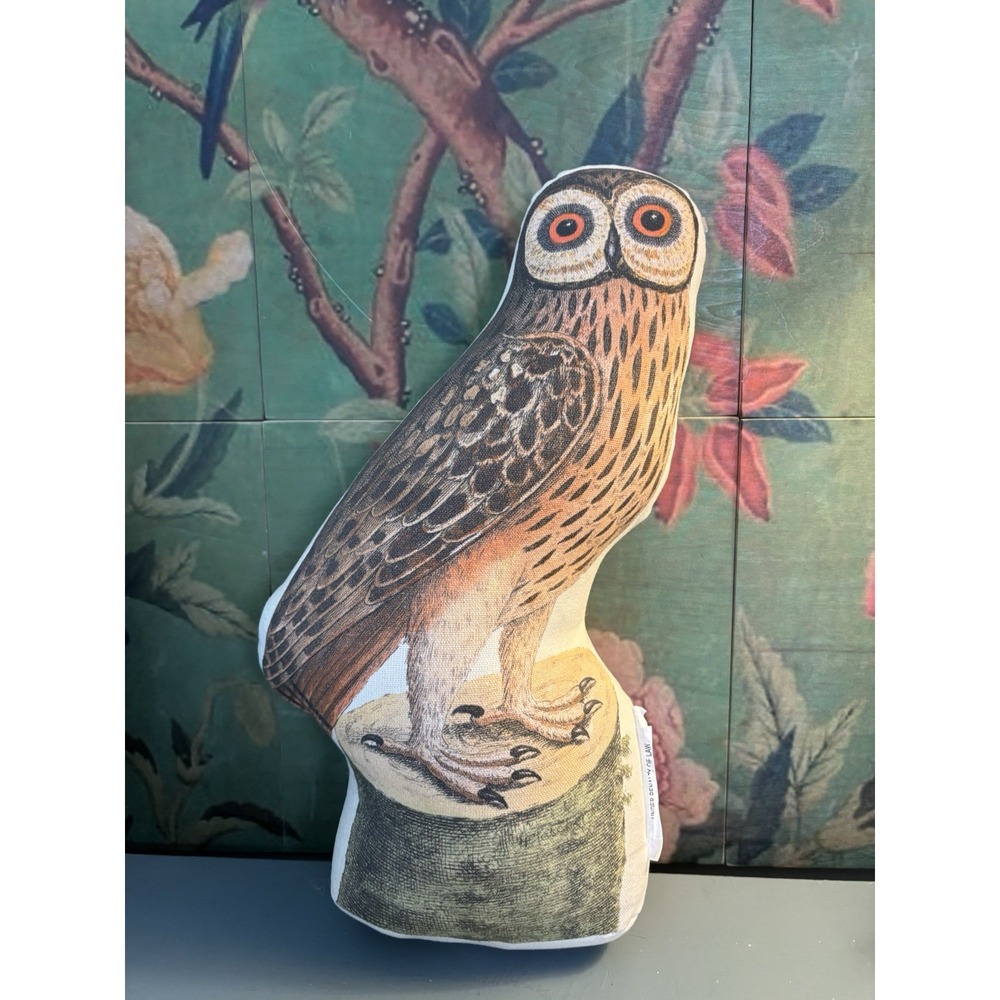 John Derian & Co Threshold Pocus Owl Horn Pillow Woodland Cozy Autumn Cottage